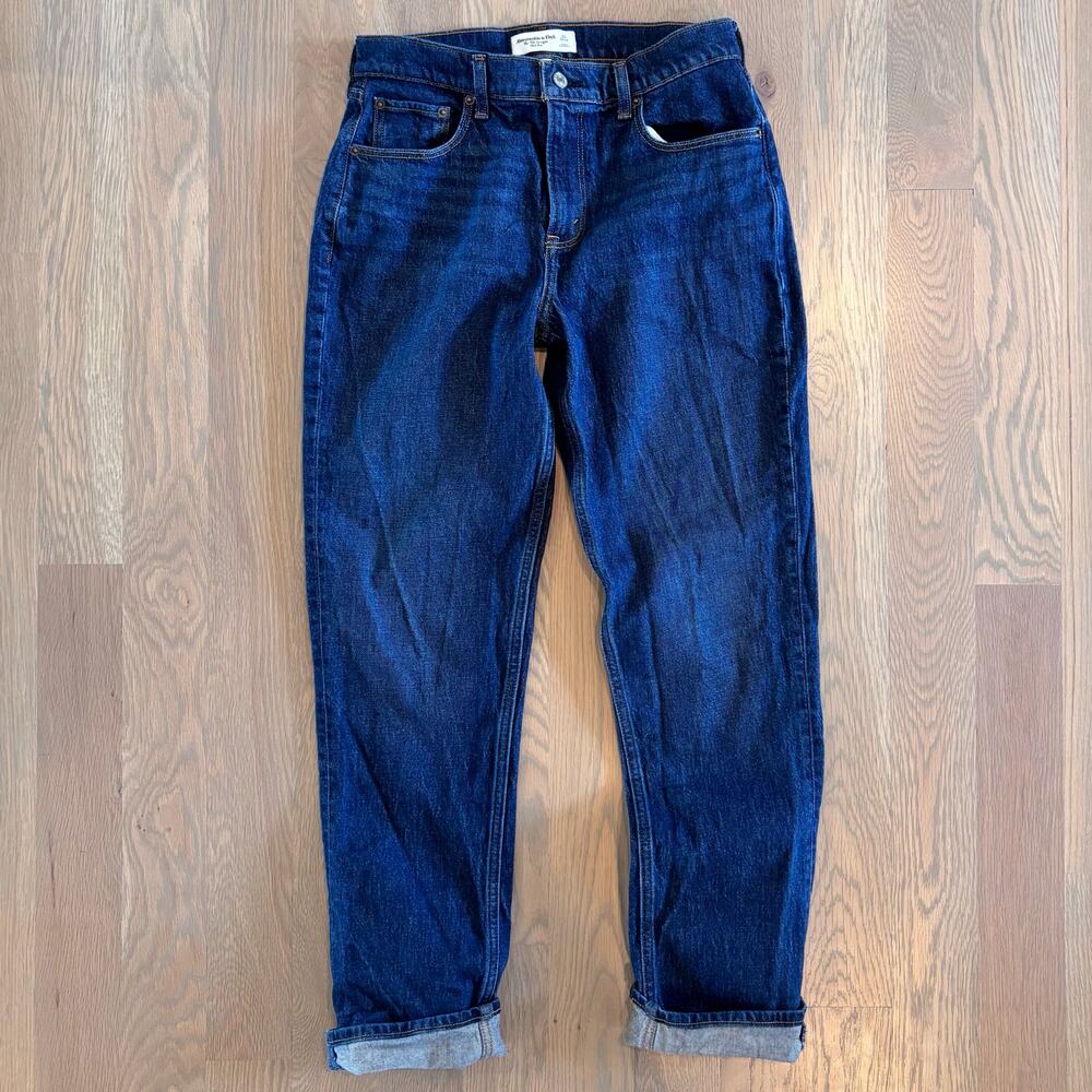 Abercrombie Fitch Curve Love 90s Straight Mid Rise Jeans Dark Women’s Size 27 - Picture 3 of 9